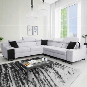 Narożnik z funkcją spania Alcamo III szary popiel prawostronny funkcjonalny narożnik z szufladą w boczku dwa pojemniki na pościel