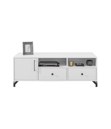 Meblościanka Skien biała połysk innowacyjne meble do salonu i pokoju dziennego w nowoczesnym stylu