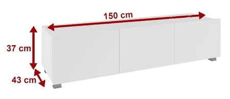 Szafka RTV Apulia 150 cm czarny połysk z możliwością podwieszenia minimalistyczny design prosta bryła wpisująca się w każde wnętrze