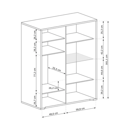 Witryna szeroka Grand 116 cm dąb cremona elegancka i funkcjonalna witryna z zaoblonymi detalami elementy z bezpiecznego szkła metalowe uchwyty