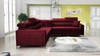 Narożnik z funkcją spania Nausa IV bordowy lewostronny velvet dekoracyjne przeszycia na siedzisku narożnik z pojemnikami na pościel
