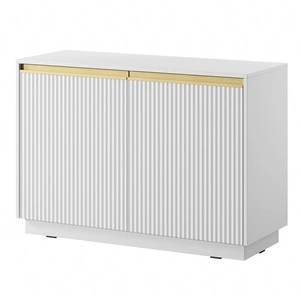 Komoda Imperial 104 cm biała stylowa komoda idealna do salonu lub do sypialni eleganckie złote uchwyty i frezowane fronty