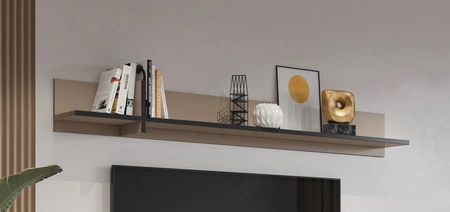 Półka Cross 180 cm ciemny beżowy prosta forma w nowoczesnym wydaniu praktyczna półka na ścianę do salonu jadalni lub pokoju dziennego