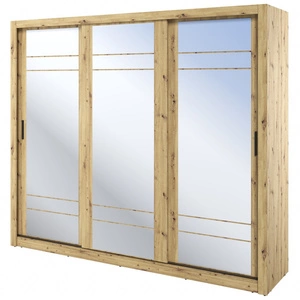 Szafa przesuwna z lustrem Arti 250 cm dąb artisan  pojemna szafa do sypialni lub przedpokoju drzwi szafy wykończone dużymi lustrami