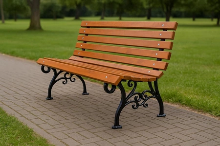 Ławka ogrodowa 180 cm FIEM-13-LKL-180 żeliwna z oparciem drewno olchowe lakierowana