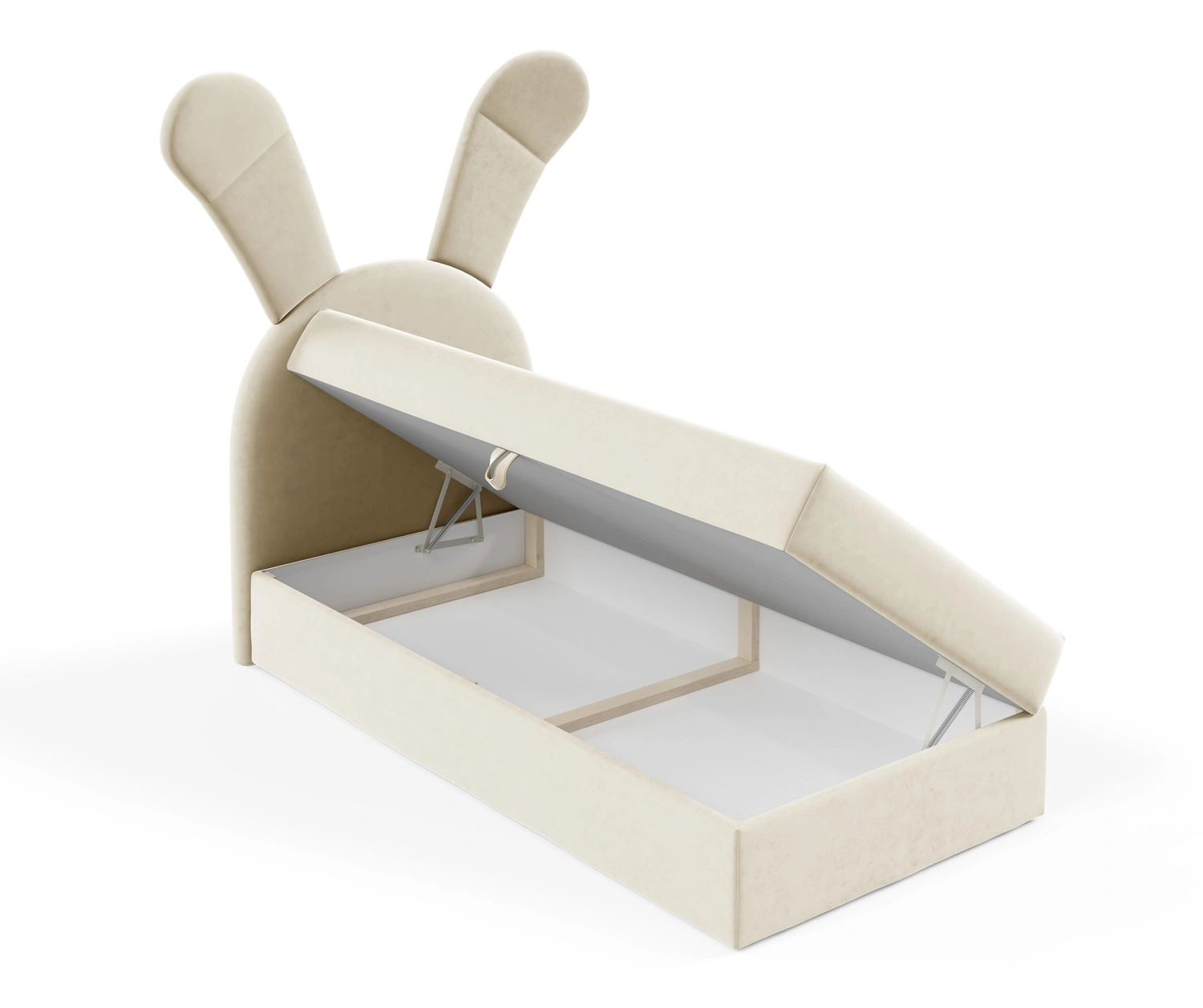 Łóżko kontynentalne Beti 100x200 w kolorze beżowym otwarte