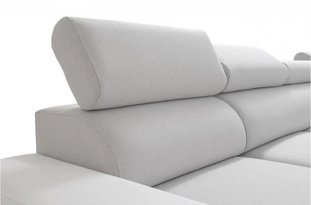 Narożnik z funkcją spania Provo III grafitowy / biały prawostronny narożnik z pojemnikiem na pościel i regulowanymi zagłówkami