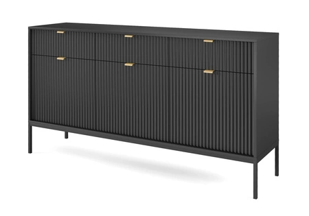 Komoda z szufladami Lovro 154 cm czarna nowoczesny design zachwyci miłośników wyrazistych wnętrz
