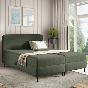 Łóżko kontynentalne Aberg 180x200 zielone nowoczesny minimalizm stylowe łózko do sypialni gładki zagłówek o zaokrąglonych rogach
