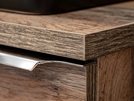 Szafka pod umywalkę nablatową Santa Fe 60 cm dąb vintage oryginalna kolorystyka podkreślona chromowanym uchwytem krawędziowym