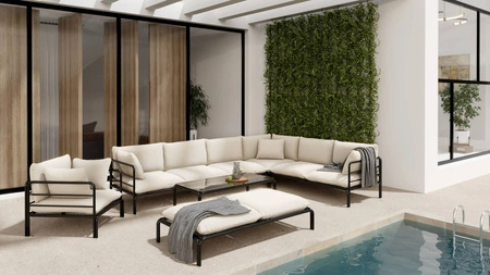 Stolik ogrodowy Wenecja 60x90 cm grafitowy minimalistyczny design trwały i solidny stolik na tarasy lub balkony szklany blat