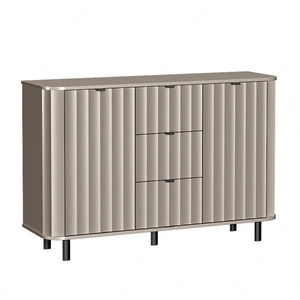 Komoda z szufladami Novado 137 cm clay grey elegancka i funkcjonalna komoda z oryginalnymi frezowanymi frontami zaokrąglony blat