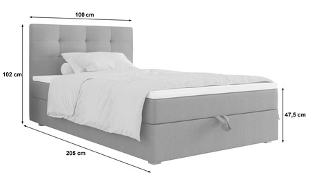 Łóżko kontynentalne Flint 100x200 szare w nowoczesnym skandynawskim stylu z tapicerowanym zagłówkiem łóżko z pojemnikiem
