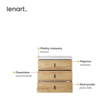 Komoda z szufladami Simi 100 cm biały / hikora naturalna stylowy design komoda o ponadczasowej kolorystyce solidne wykonanie