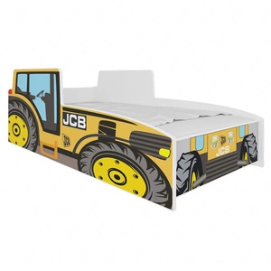 Łóżko Tractor Yellow 80x160 cm designerskie łóżko z materacem w kształcie traktora z ozdobnym nadrukiem wykonane z solidnych materiałów