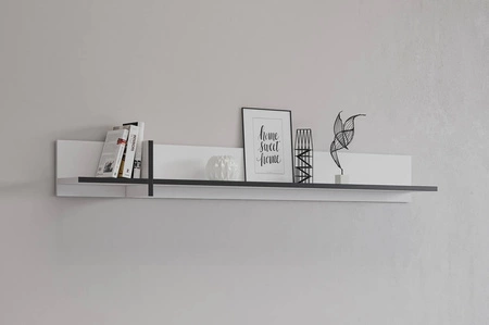 Półka Cross 180 cm biała prosta forma w nowoczesnym wydaniu praktyczna półka na ścianę do salonu jadalni lub pokoju dziennego