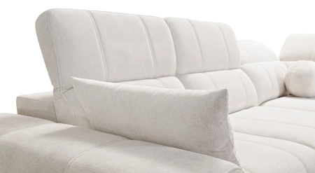 Narożnik z funkcją spania Penejos VI ciemny beżowy lewostronny narożnik rozkładany z dwoma pojemnikami na pościel trwała tkanina