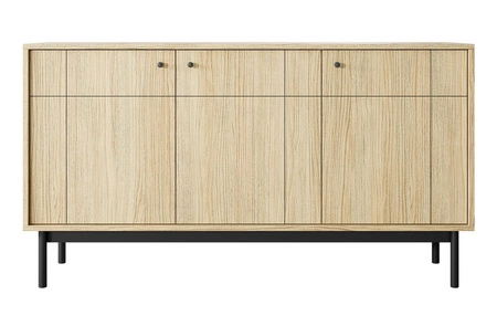 Komoda Modesta 154 cm dąb linea prosta konstrukcja doskonała komoda do salonu lub sypialni w stylu japońskim wysokie drewniane nogi