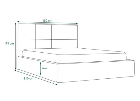 Łóżko tapicerowane Bauru 140x200 beżowe z pojemnikiem w nowoczesnym skandynawskim stylu z pikowanym zagłówkiem z kryształkami