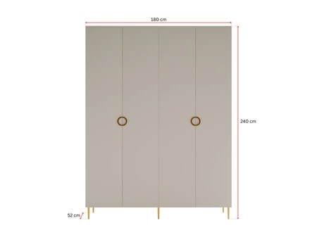 Zestaw mebli Belluna beżowy stylowy komplet mebli do pokoju młodzieżowego z szafą na ubrania oraz łóżkiem z tapicerowanym zagłówkiem