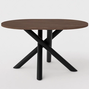 Stół Lyon 100x138 cm orzech wisconsin / czarny stylowy stół do jadalni osadzony na designerskich nogach typu pająk regulacja wysokości