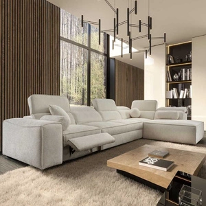 Narożnik z funkcją spania Viano XI Lux kremowy prawostronny designerski narożnik z wysuwanym podnóżkiem i pojemnikiem na pościel