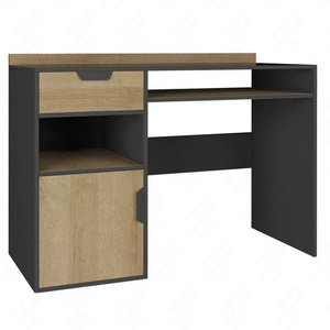 Biurko z szufladą Nano 125 cm grafit / dąb riviera nowoczesny design mebla obrzeża biurka wykończone zostały specjalną okleiną