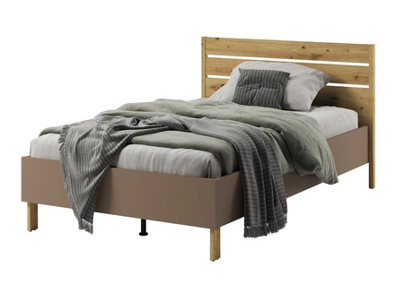 Łóżko Lenny 120x200 cm truflowy / dąb artisan komfortowe łóżko do pokoju młodzieżowego lub dziecięcego wysoki zagłówek