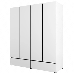 Szafa Cross 180 cm biała prosta forma w nowoczesnym wydaniu idealna szafa do sypialni lub garderoby geometryczny kształt pojemne szuflady