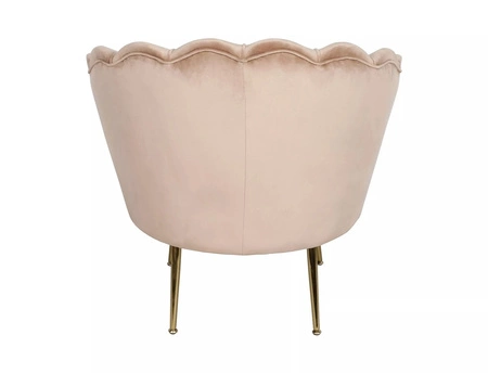 Fotel Camellia beżowy odporny na zaciągnięcia i zadrapania komfortowy podczas wypoczynku fotel muszelka ze złotymi nogami