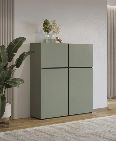 Komoda wysoka Cross 119 cm zielona nowoczesny design idealna komoda do salonu sypialni lub biura prosta forma