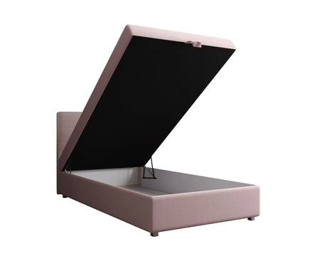 Łóżko kontynentalne Flint 120x200 pudrowy róż w nowoczesnym skandynawskim stylu z tapicerowanym zagłówkiem łóżko z pojemnikiem