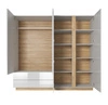Szafa z lustrem Adria 220 cm biały połysk / dąb grandson nowoczesny design mebla obrzeża szafy wykończone specjalną okleiną ABS