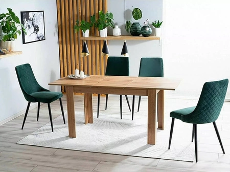 Krzesło tapicerowane Piano B zielone nowoczesne oraz funkcjonalne krzesło do jadalni z metalowymi nogami