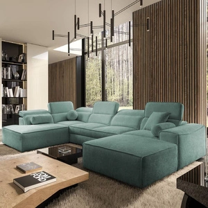 Narożnik z funkcją spania Viano VI patynowy prawostronny designerski narożnik do nowoczesnych aranżacji dwa pojemniki na pościel