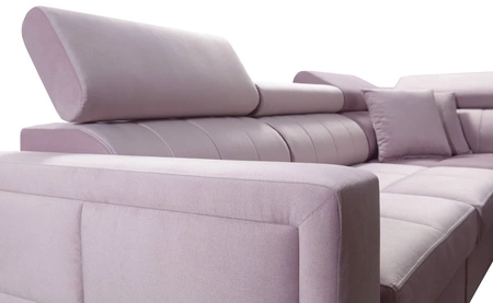 Narożnik z funkcją spania Nausa VII bordowy prawostronny elegancki narożnik do salonu wykonany z miękkiej tkaniny typu velvet