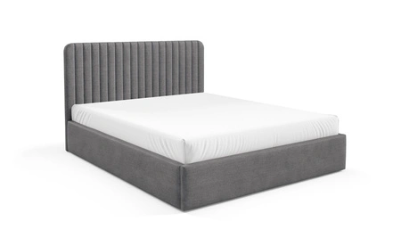 Łóżko tapicerowane Faro 180x200 ciemny szary wygodne łóżko do sypialni designerskie wezgłowie o subtelnie zaokrąglonym kształcie