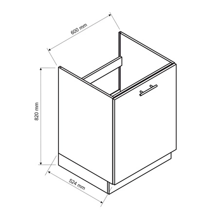 Szafka kuchenna pod zlewozmywak Zova D60 ZL biała frezowane uchwyty szafka do kuchni odporna na działanie wilgoci i uszkodzenia