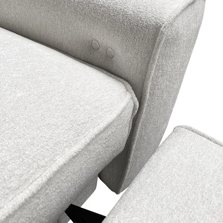 Narożnik z funkcją spania Viano II Lux szary błękit prawostronny designerski narożnik do salonu z komfortowym wysuwanym podnóżkiem