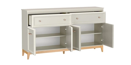 Komoda z szufladami Windsor 179 cm beżowy / dąb elegancka komoda o ciepłej i naturalnej kolorystyce stabilna drewniana podstawa