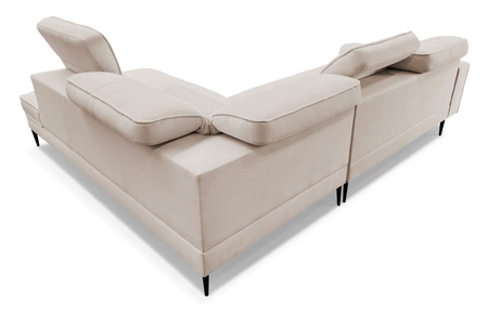 Narożnik Samos szary prawostronny nowoczesny design prosta i stylowa bryła wpisująca się w każdą aranżację regulowane zagłówki