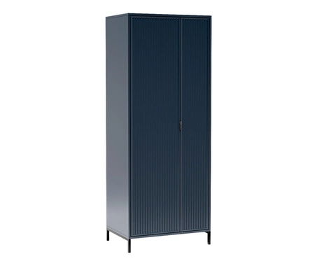 Szafa Linka 80 cm indigo nowoczesny design wzór w postaci frezowanych ryfli na drzwiach szafy uchwyty krawędziowe wysoka podstawa