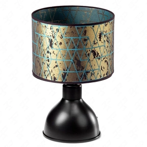 Lampka nocna Wena elegancka lampa do sypialni w stylu glamour z połyskującym na złoto abażurem i metalową podstawą