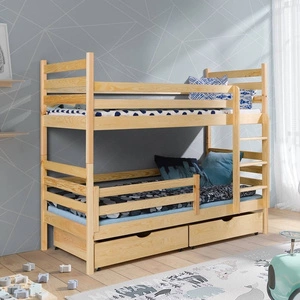 Łóżko piętrowe Amelka 2 osobowe 90x200 cm głębokie szuflady wysuwane na kółkach zajmuje przestrzeń łóżka pojedynczego