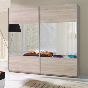 Szafa przesuwna z lustrem Twister 225 cm dąb sonoma jasny nowoczesna szafa idealna do garderoby sypialni lub przedpokoju