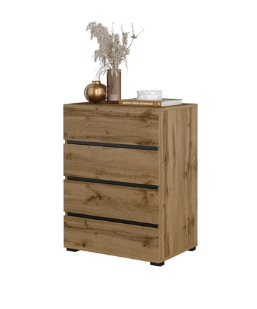 Komoda z szufladami Cross 60 cm dąb wotan stylowy design komody do sypialni przedpokoju prosta forma w nowoczesnym wydaniu