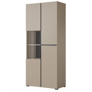 Witryna Cross 79 cm ciemny beżowy stylowa witryna do salonu o geometrycznym kształcie bezuchwytowe fronty nowoczesny design