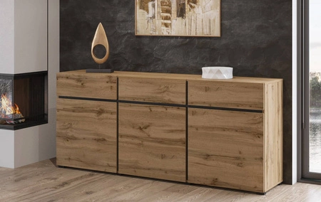 Komoda z szufladami Cross 180 cm dąb wotan stylowy design komody do salonu prosta forma w nowoczesnym wydaniu