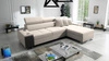 Narożnik z funkcją spania Dafni jasny beż prawostronny velvet komfort i funkcjonalność podczas codziennego wypoczynku