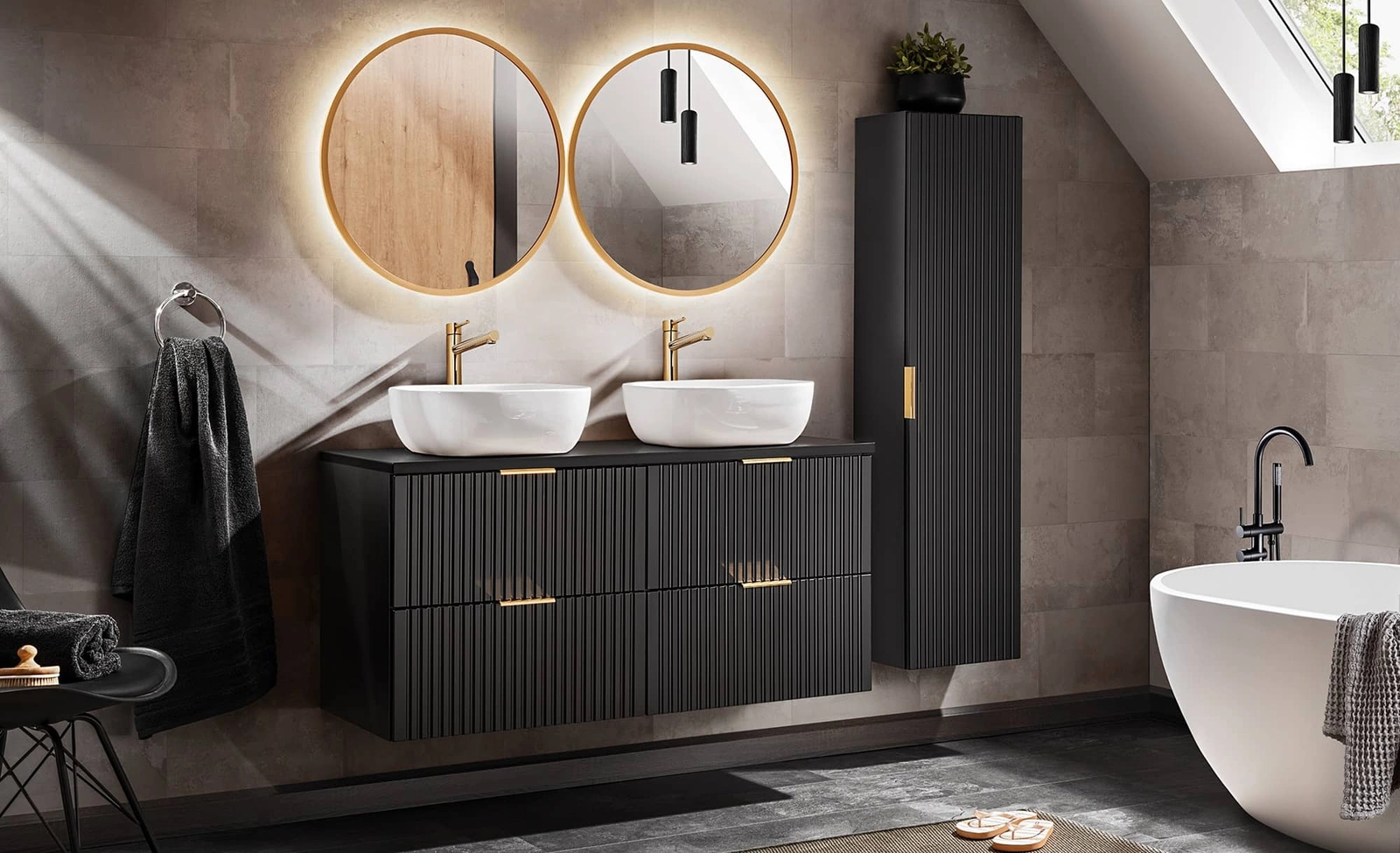 Zestaw mebli łazienkowych Adeel w kolorze czarnym Szafki łazienkowe Adeel
